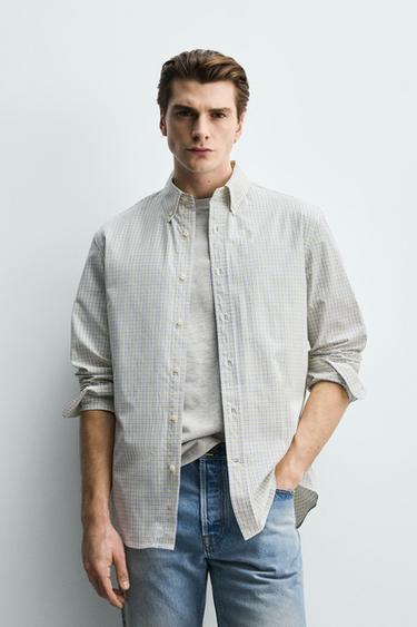 Zara REGULAR FIT COTTON SHIRT - Dark yellow
