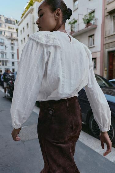 CHEMISE ROMANTIQUE À VOLANTS - Blanc cassé de Zara - Image 3