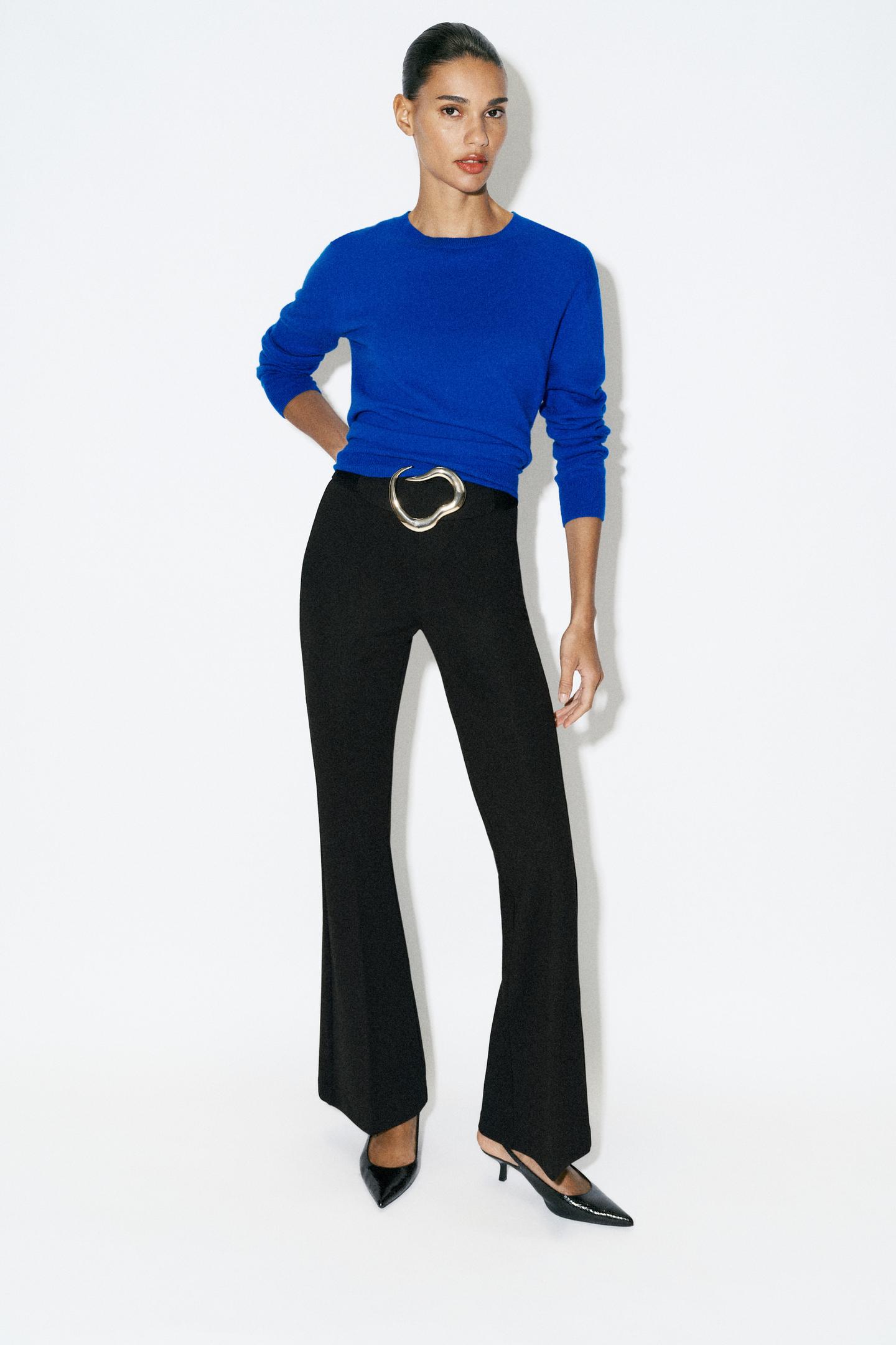 Женские леггинсы Zara Flare Buckle, цвет: Чёрный — фото 1