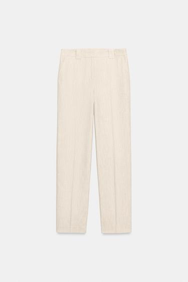 PANTALON DROIT TISSU RUSTIQUE - Beige clair de Zara - Image 0