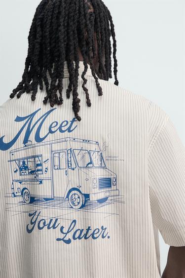 STRIPED SHIRT WITH CONTRAST PRINT - White by Zara