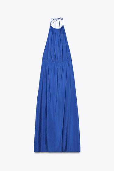ROBE MIDI HALTER FLUIDE - Bleu encre de Zara - Image 5