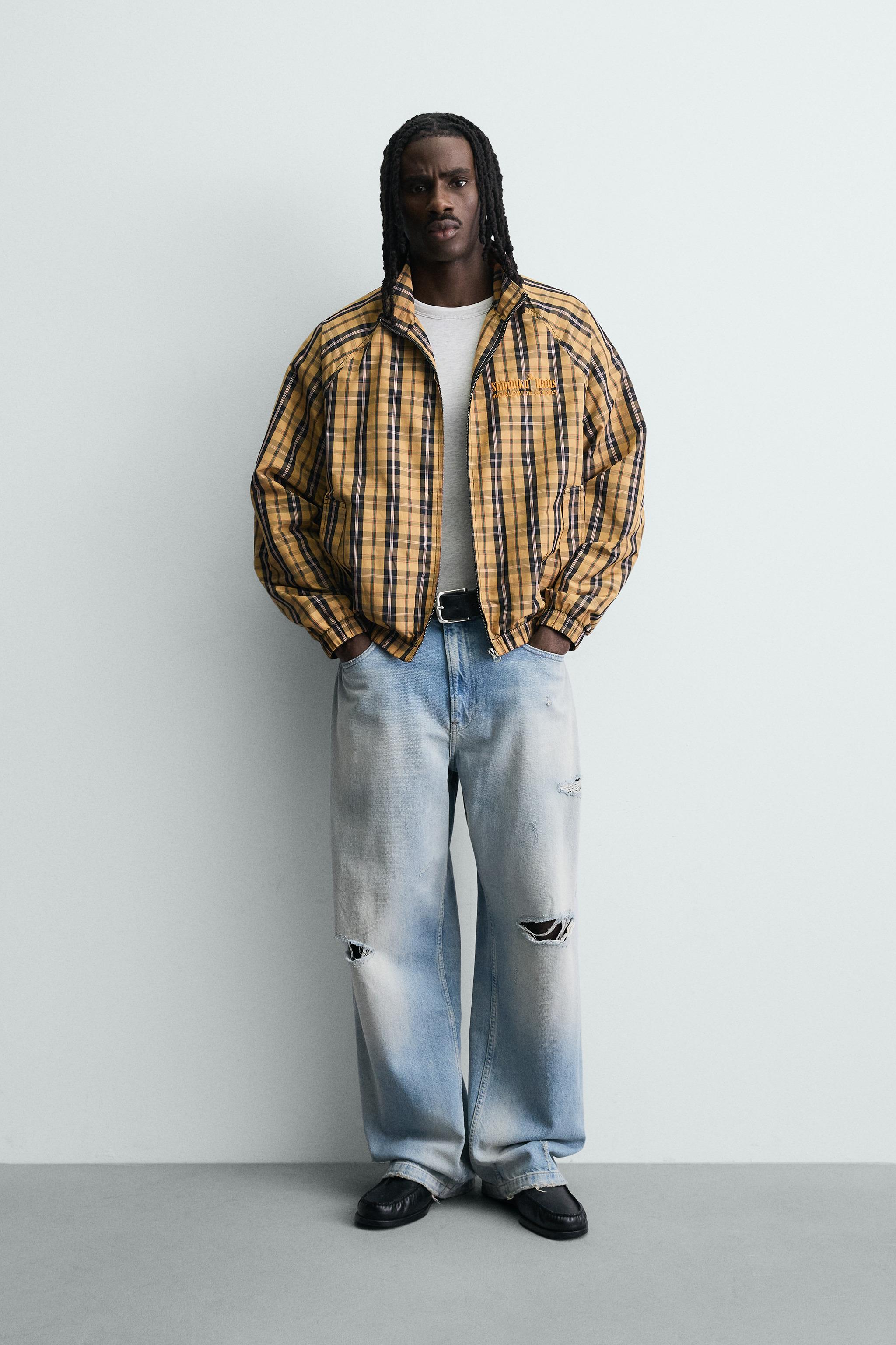 CHECKED BOXY FIT TECHNICAL JACKET - Yellow | ZARA South Africa