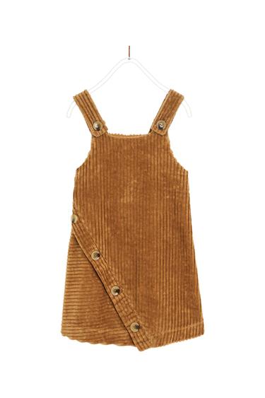 BUTTONED CORDUROY PINAFORE DRESS