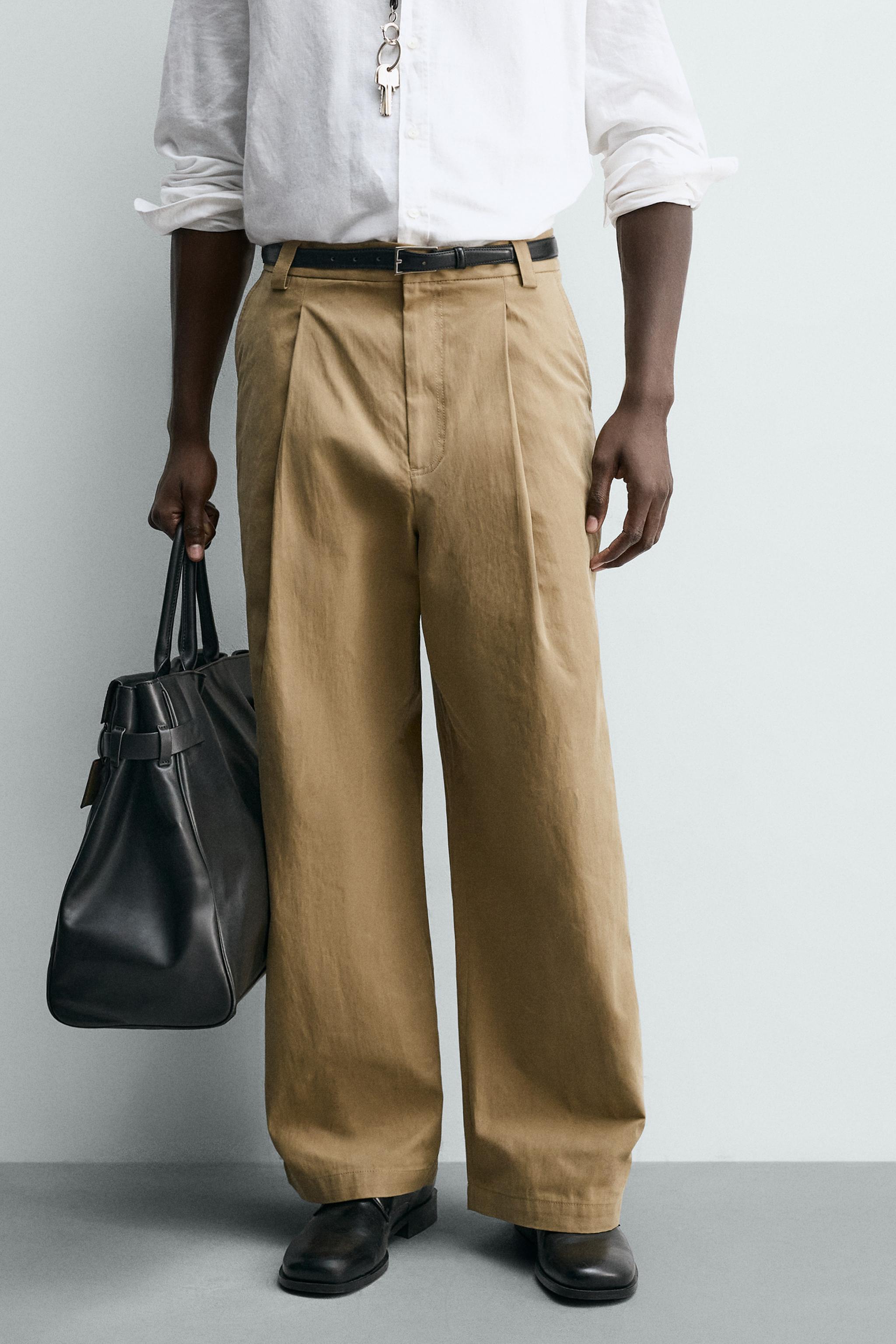 PLEATED BARREL FIT PANTS