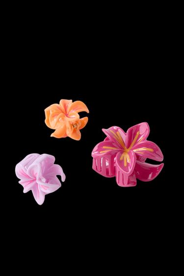 3-PACK OF HIBISCUS HAIR CLIPS - Multicoloured by Zara