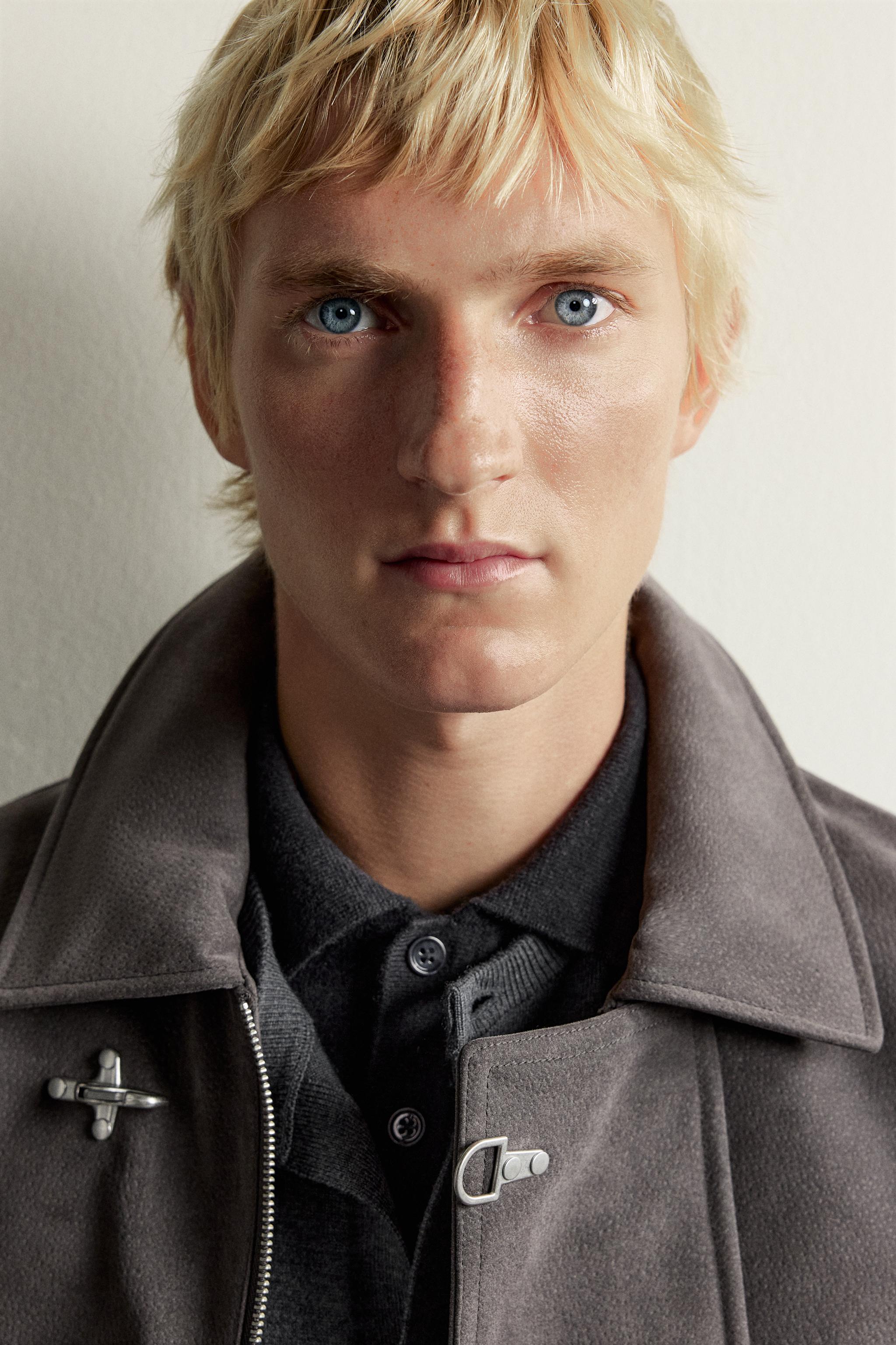 SUEDE-EFFECT JACKET WITH FROG FASTENING