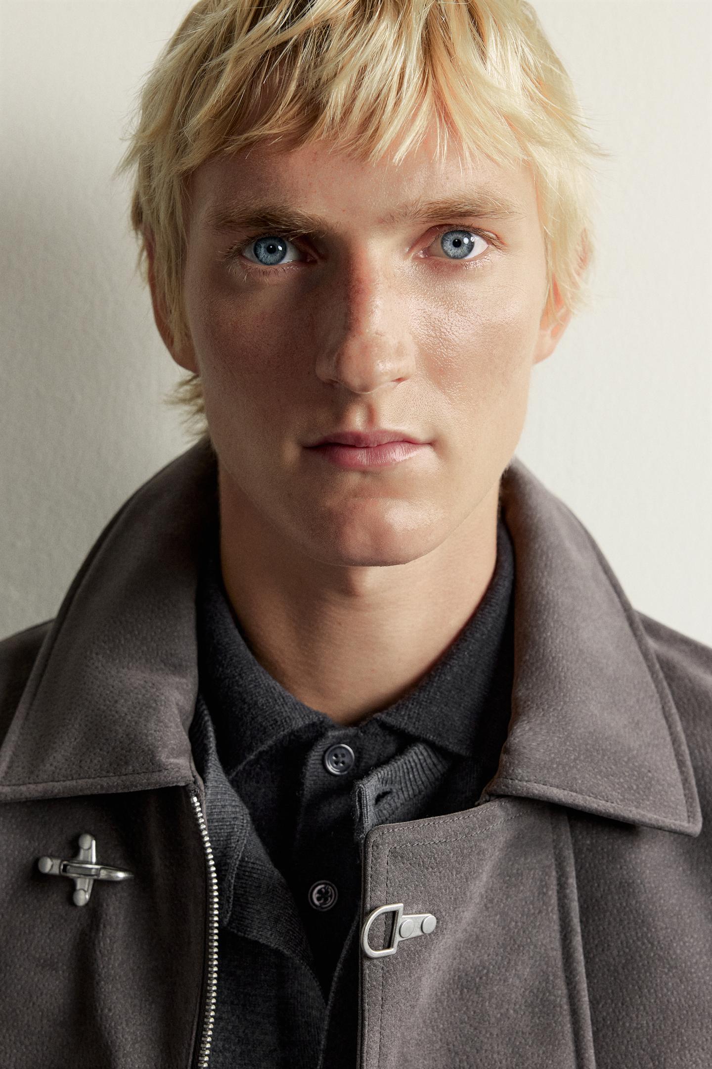 Мужская куртка Zara Suede-Effect Jacket with Frog Fastening, цвет: Антрацитовый серый — фото 5