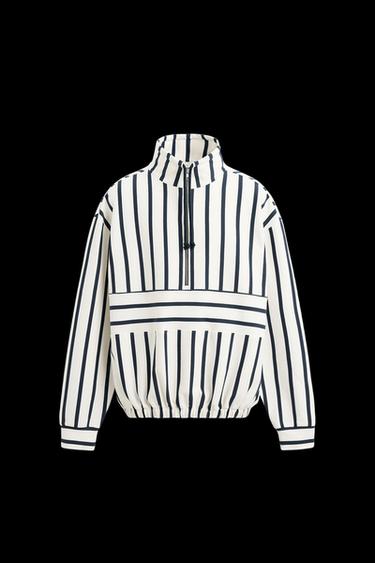 STRIPED QUARTER-ZIP SWEATSHIRT - White / Navy by Zara - Image 0