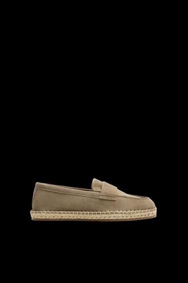 LEATHER MOCCASIN ESPADRILLES - Taupe Grey by Zara - Image 0