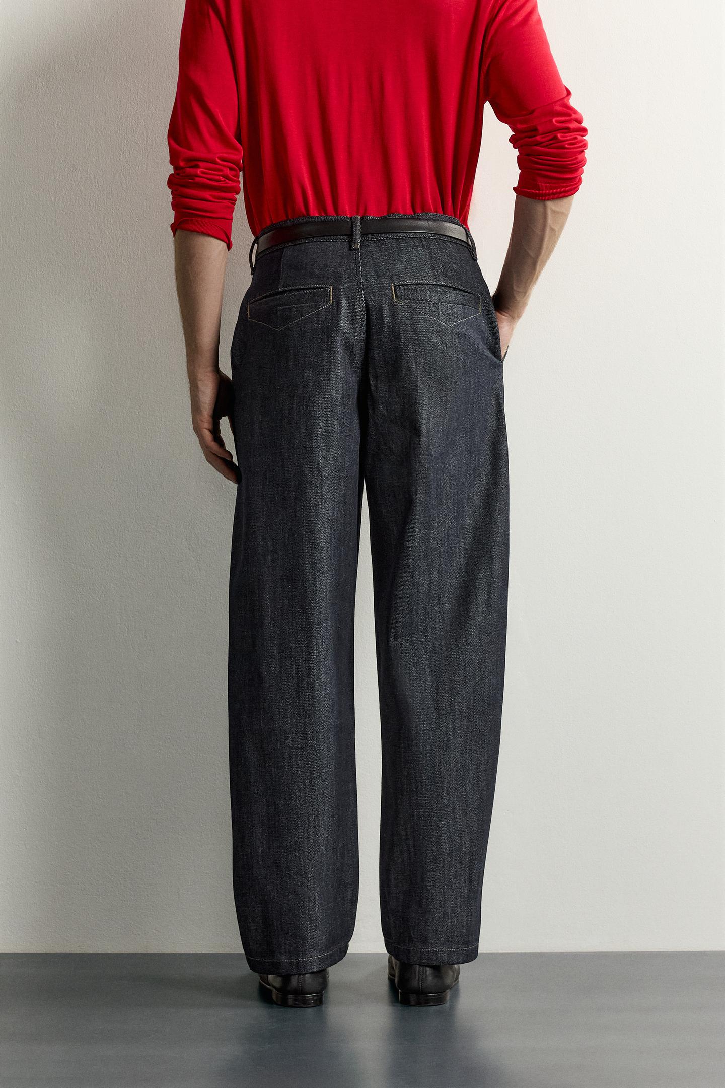 Мужские джинсы Zara Wide-Fit Hook-Fastening, цвет: Индиго — фото 3