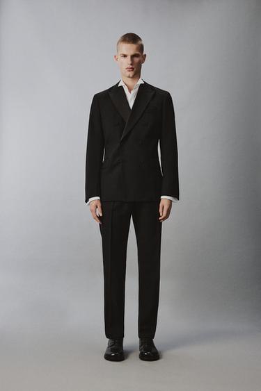 REGULAR FIT PLEATED TUXEDO-STYLE TROUSERS - Black by Zara