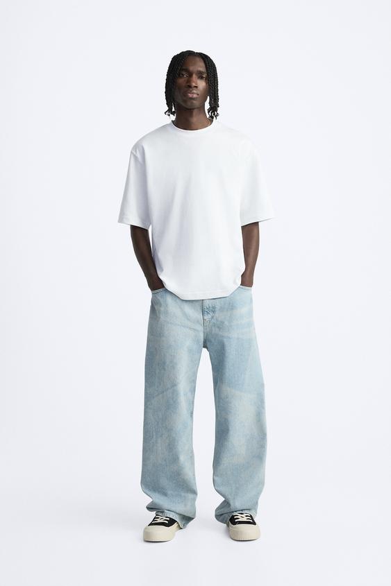 LASER WASHED BAGGY JEANS - Light blue | ZARA United States