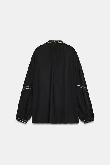 SEMI-SHEER BEADED BLOUSE - Black by Zara - Image 7