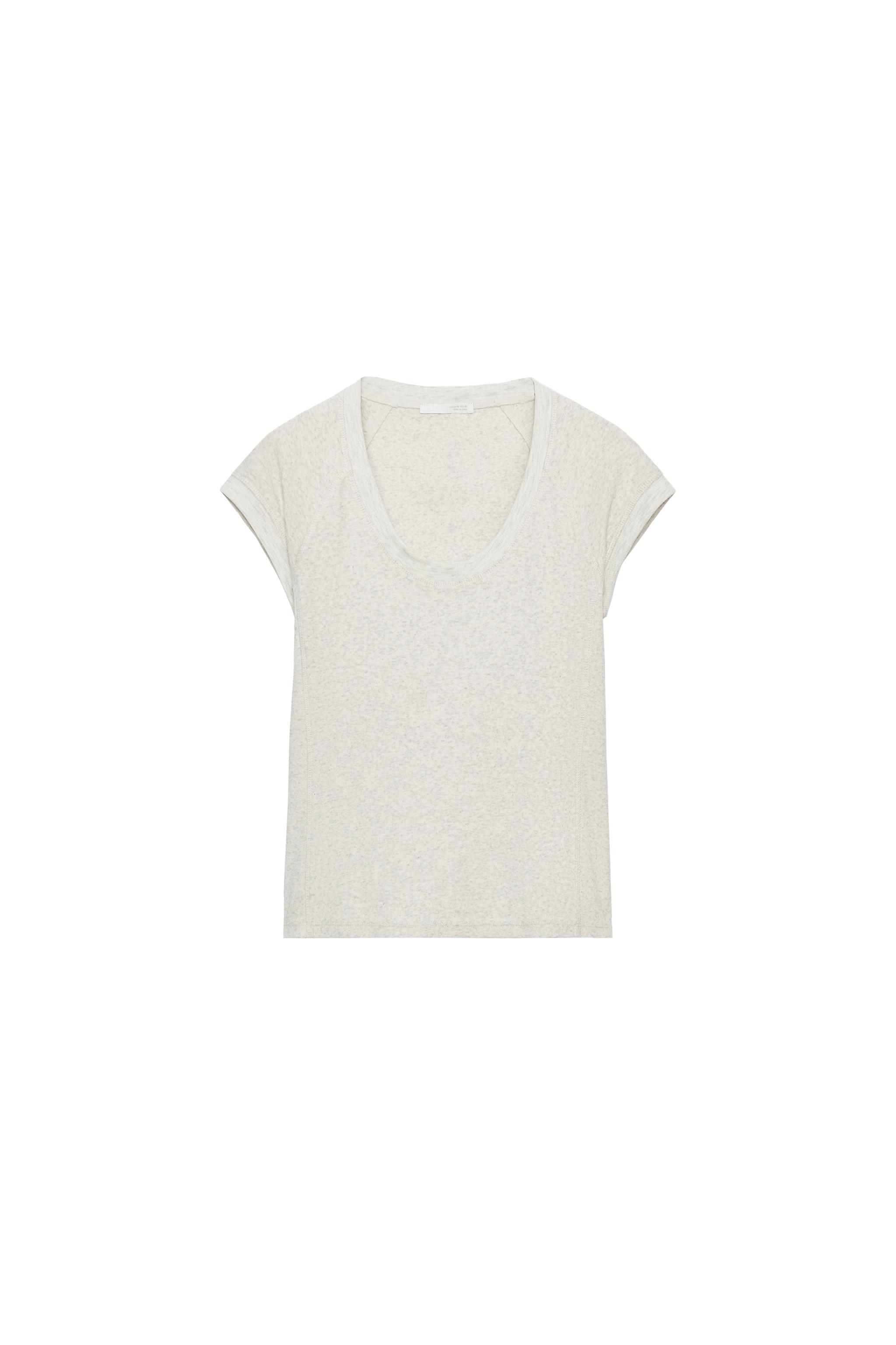 ラウンドネック ラスティックTシャツ - ライトグレー | ZARA Japan / 日本