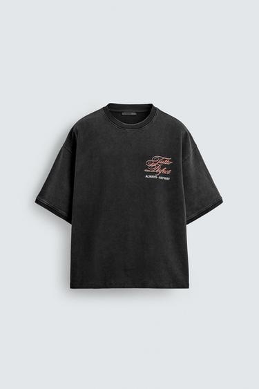 SUDADERA LAVADA TEXTOS ESTAMPADOS - Antracita oscuro de Zara