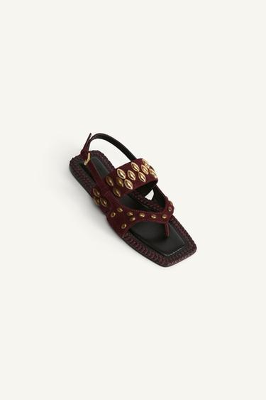 SANDALES À BRIDES EN CROÛTE DE CUIR ÉDITION LIMITÉE - Marron de Zara - Image 4