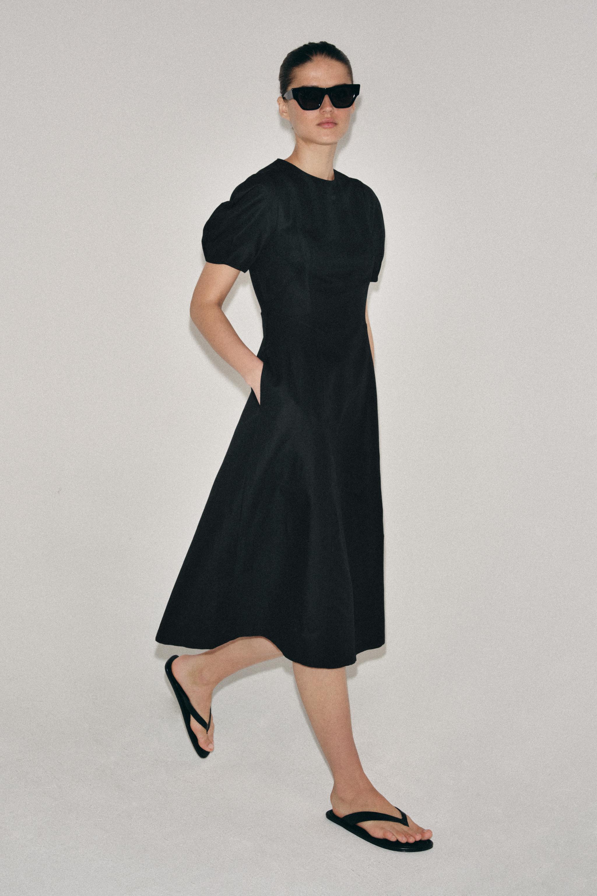 KETEN KARIŞIMLI MİDİ ELBİSE ZW COLLECTION