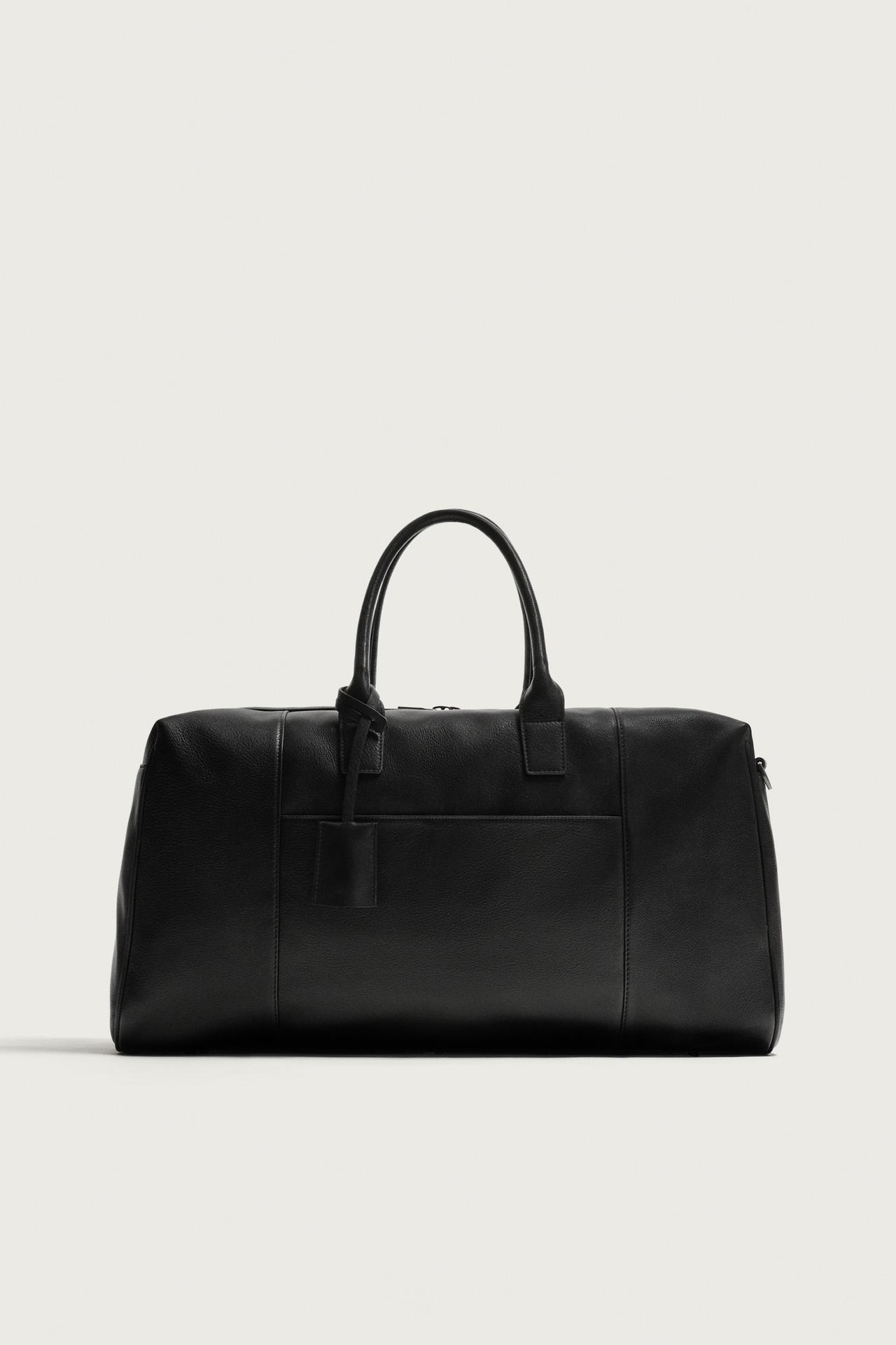 LEATHER TRAVEL BAG — Black
