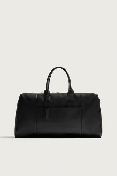Zara LEATHER TRAVEL BAG - Black