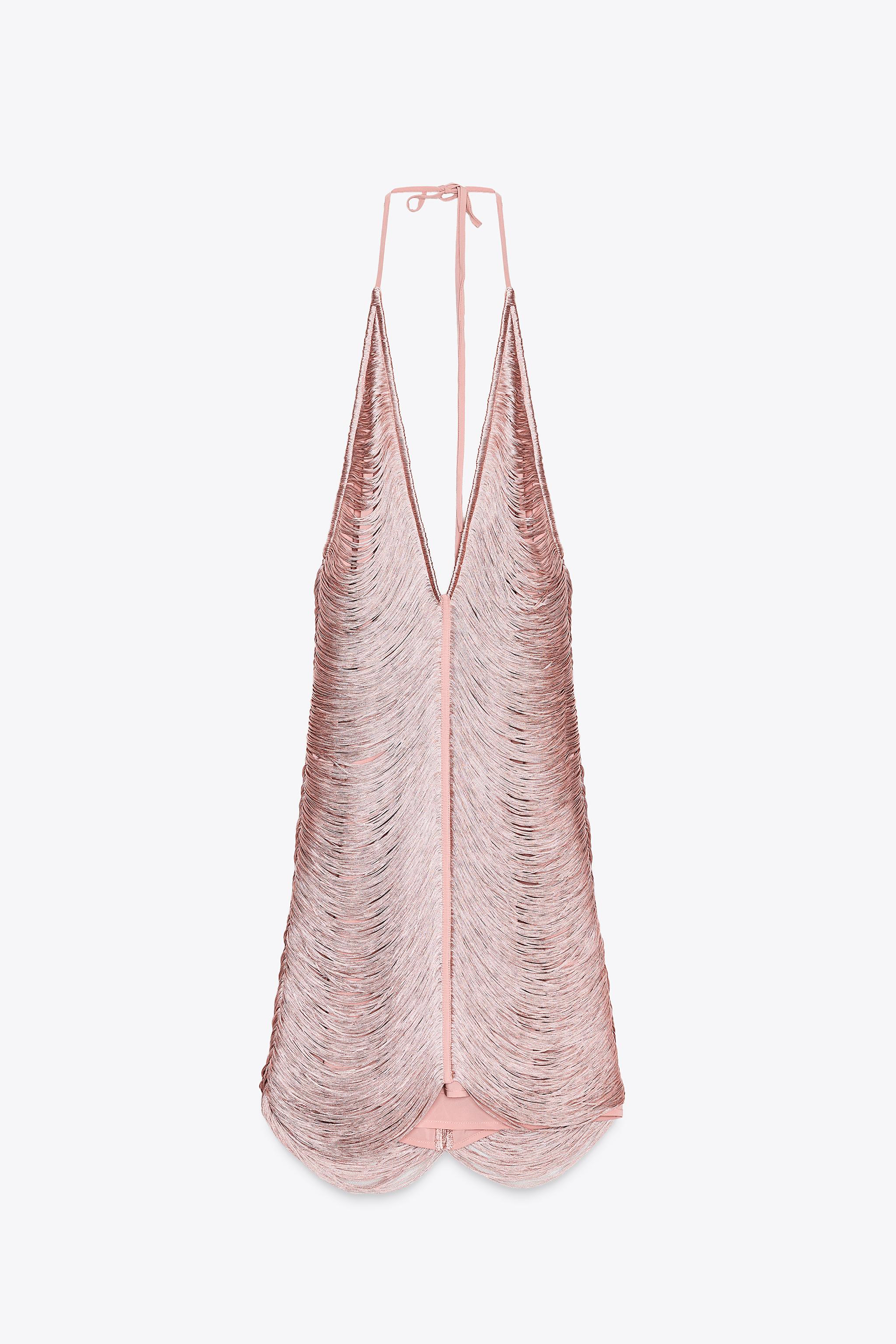 ROBE COURTE HALTER FRANGES
