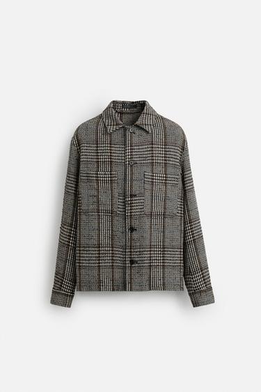 TEXTURED CHECK OVERSHIRT - Dark grey by Zara - Image 0