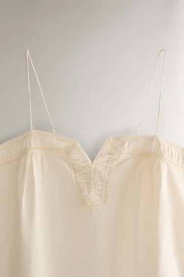 COTTON TOP WITH EMBROIDERY - Pink by Zara - Image 1
