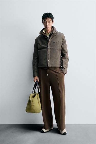 TWILL TEXTURED OVERSHIRT - Brown by Zara - Image 0