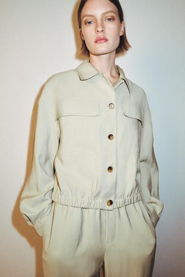 VESTE COURTE À POCHES ET RABAT - Vert d'eau de Zara - Image 1