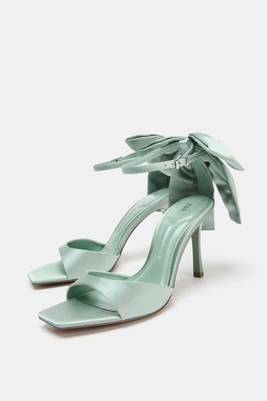 MAXI BOW HEELED SANDALS - Sea Green by Zara - Image 3