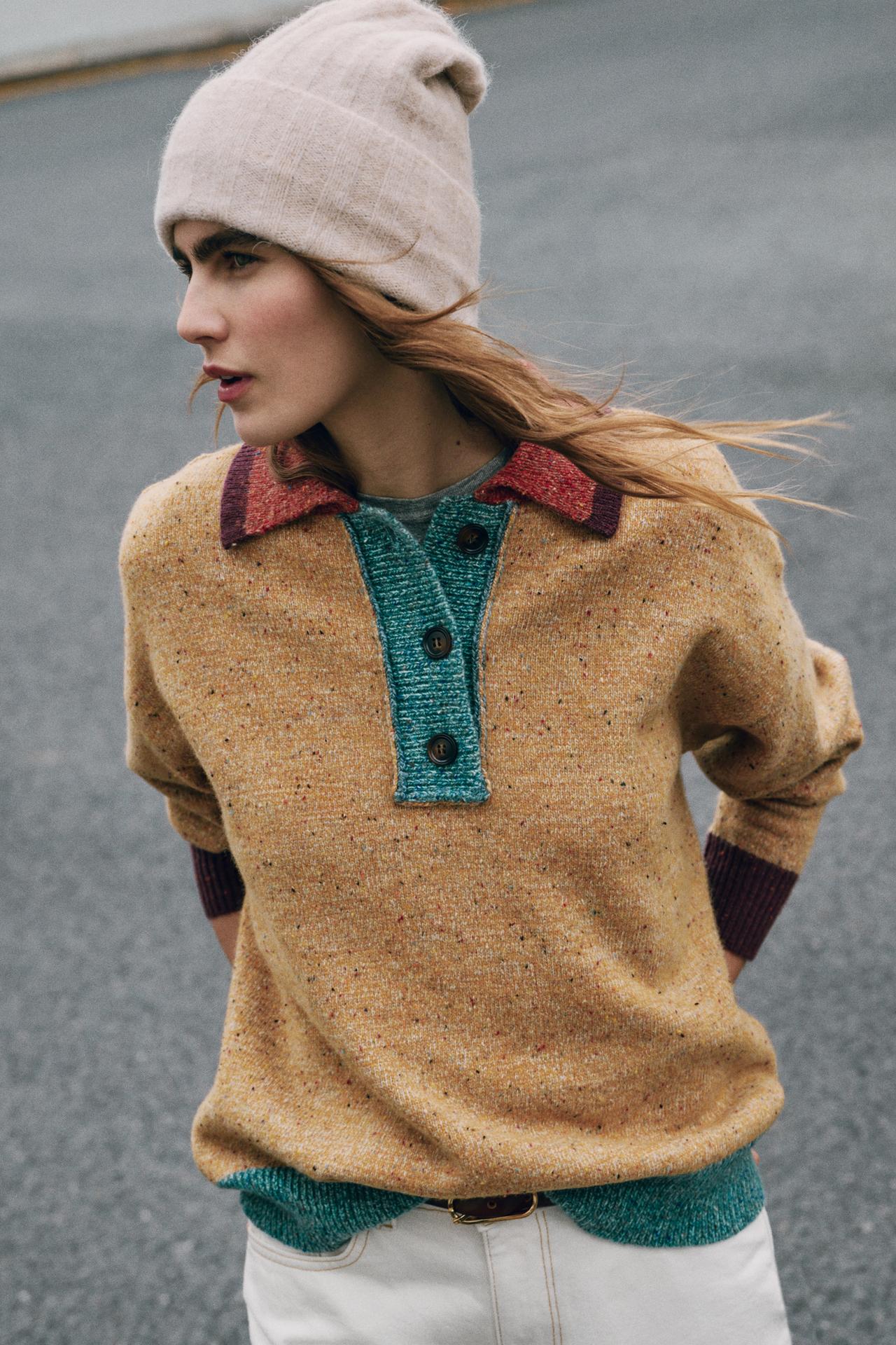 WOOL KNIT POLO — Multicolored