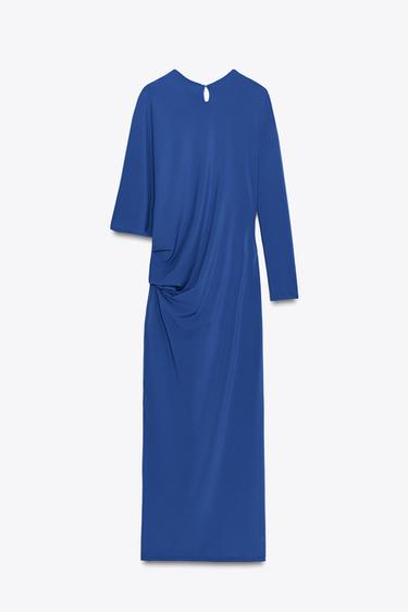 Zara ASYMMETRIC MAXI DRESS - Blue