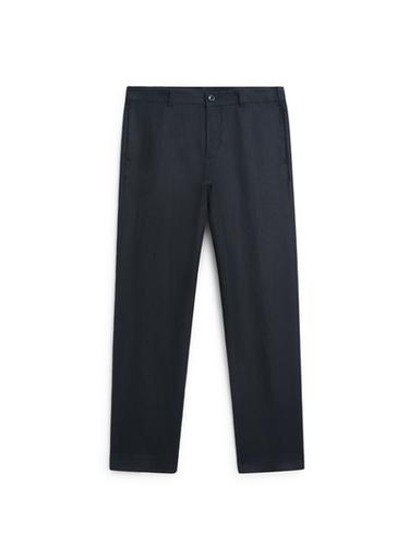 Pantalon tapered fit lin - Bleu marine de Zara