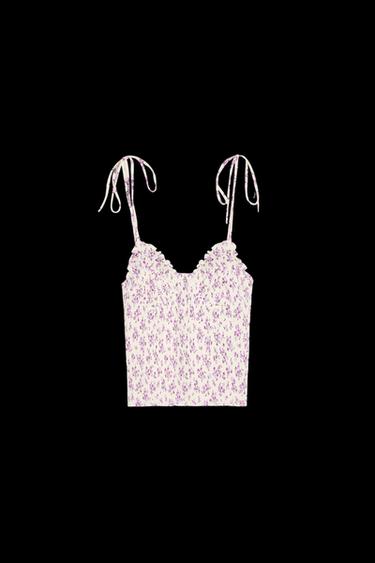 FLORAL PRINT TOP - Lilac / White by Zara - Image 0
