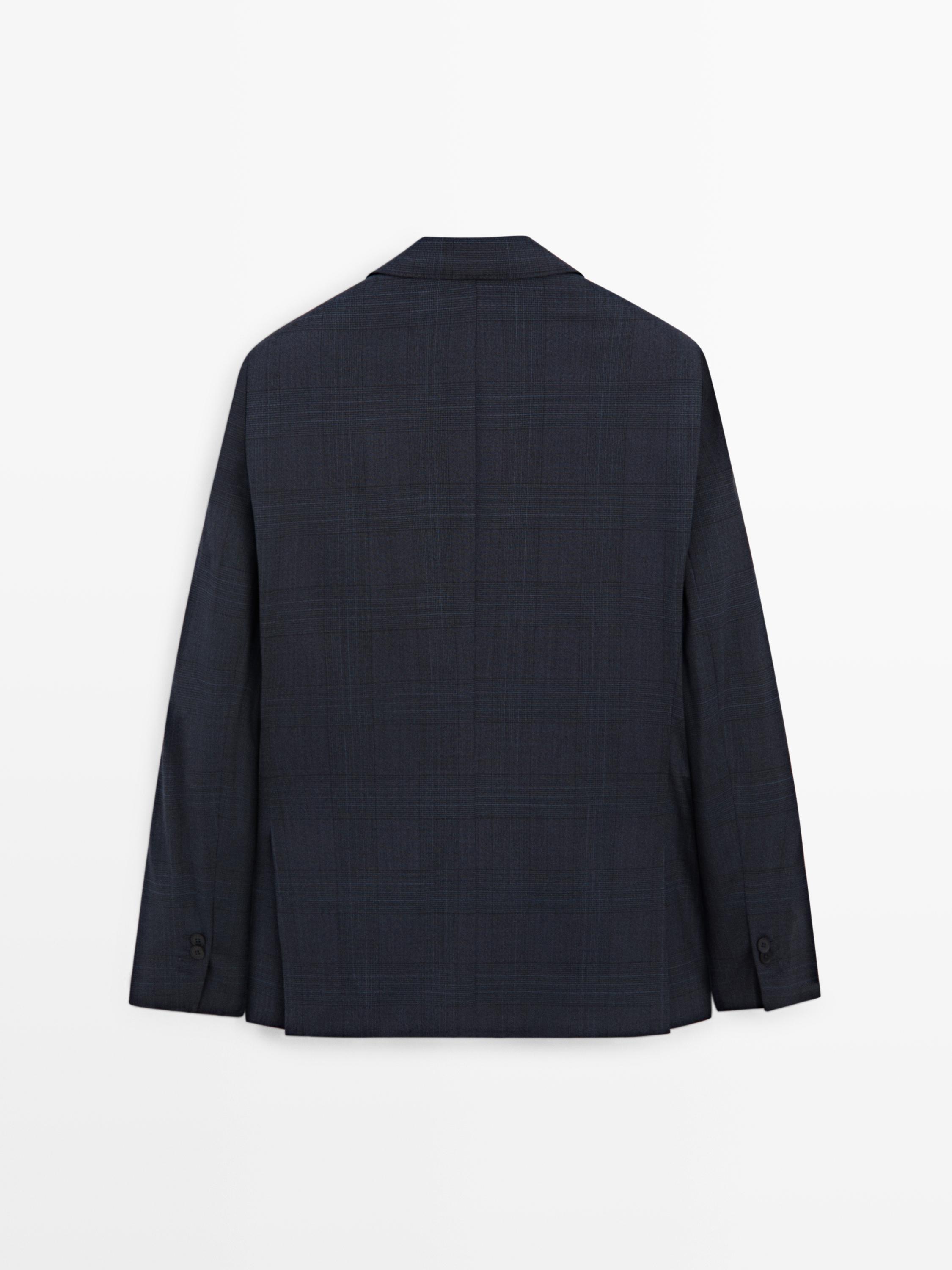Veste de costume à carreaux en laine froide mélangée