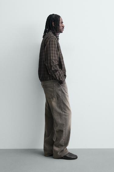 CROPPED FIT CHECK JACKET - Black / Brown by Zara - Image 3