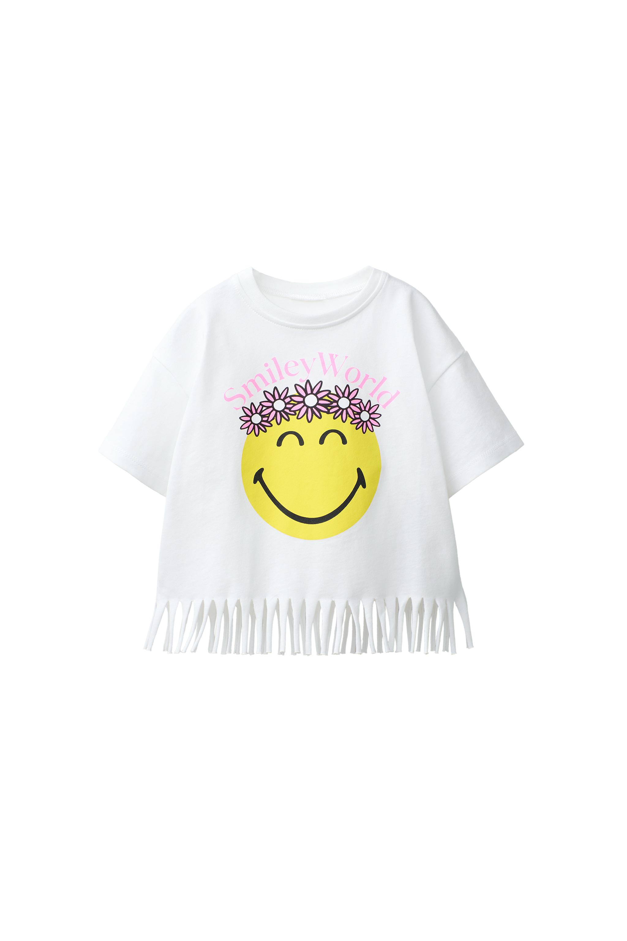 SMILEYWORLD ® FRINGE T-SHIRT - Oyster-white | ZARA United States