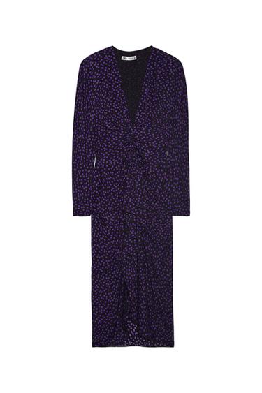 POLKA DOT DRESS WITH SHOULDER PADS
