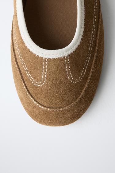 SUEDE SPORTY BALLERINA - Brown by Zara - Image 5
