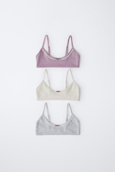 9-14 ANS/ LOT DE TROIS TOPS À DENTELLE RAPPORTÉE - Multicolore de Zara
