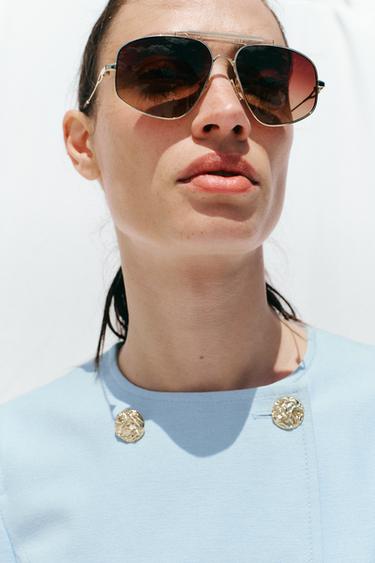 SHORT SLEEVE DOUBLE-BREASTED BLAZER - Sky blue by Zara - Image 3