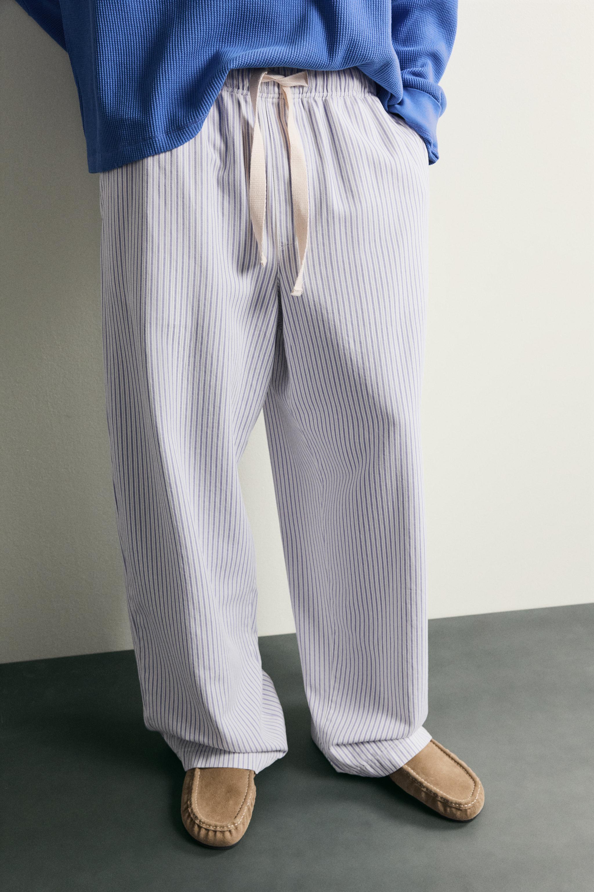 ストライプ柄ワイドレッグパンツ - ストライプ | ZARA Japan / 日本
