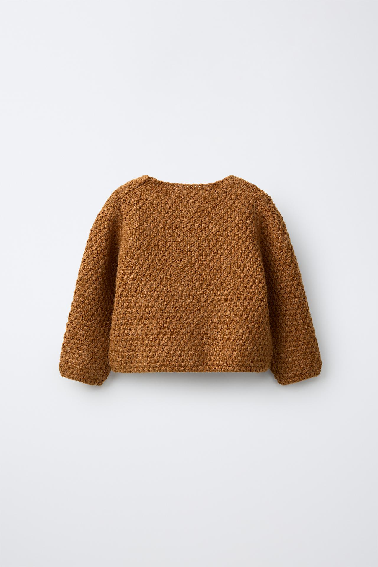 CARDIGAN WITH PATCH AND WOOL — Rust
