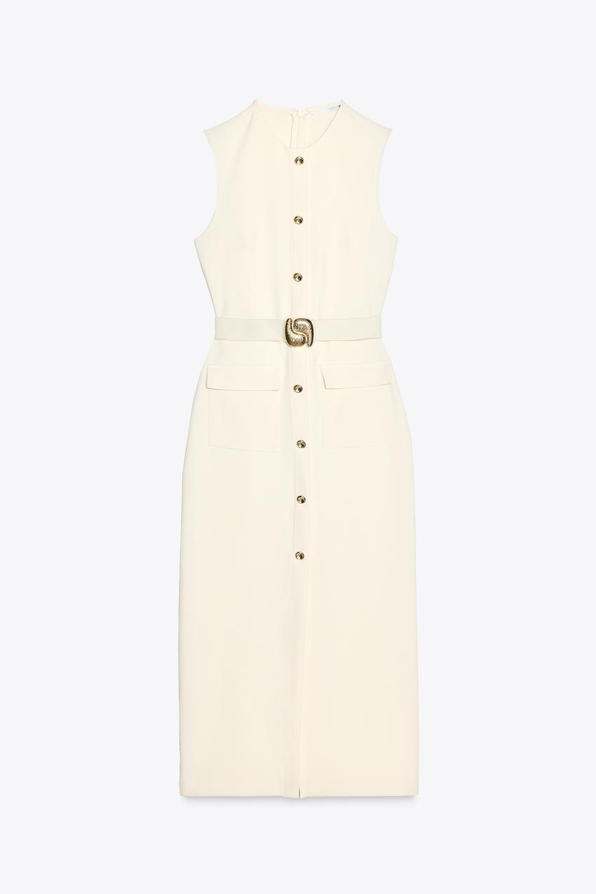 MIDI CREPE BELT DRESS