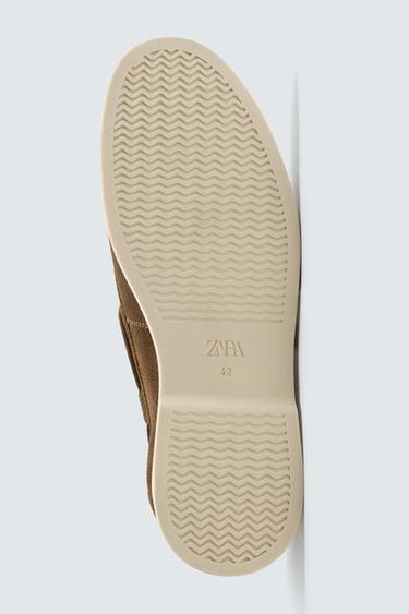CHAUSSURES BATEAU DÉCONTRACTÉES EN CUIR - Marron de Zara - Image 3