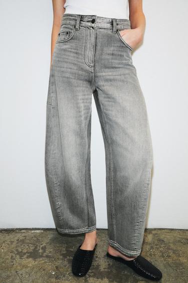 JEANS ZW COLLECTION ANKLE BALLOON TIRO MEDIO - Gris de Zara