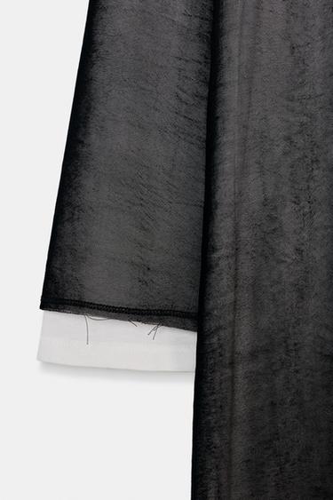 LONG CONTRAST DRESS - Black / White by Zara - Image 6