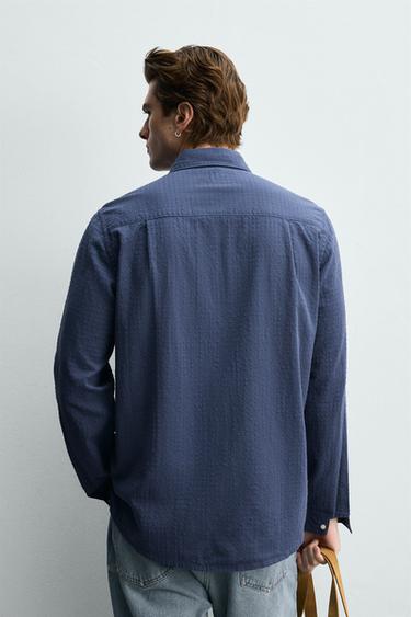 JACQUARD CHECK SHIRT - Blue by Zara - Image 2