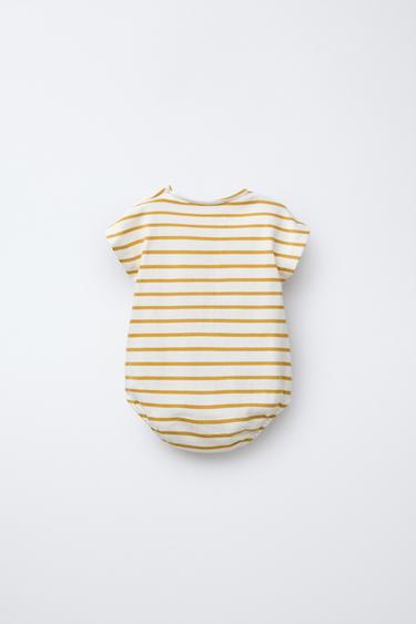 STRIPED BODYSUIT - Ochre by Zara - Image 1
