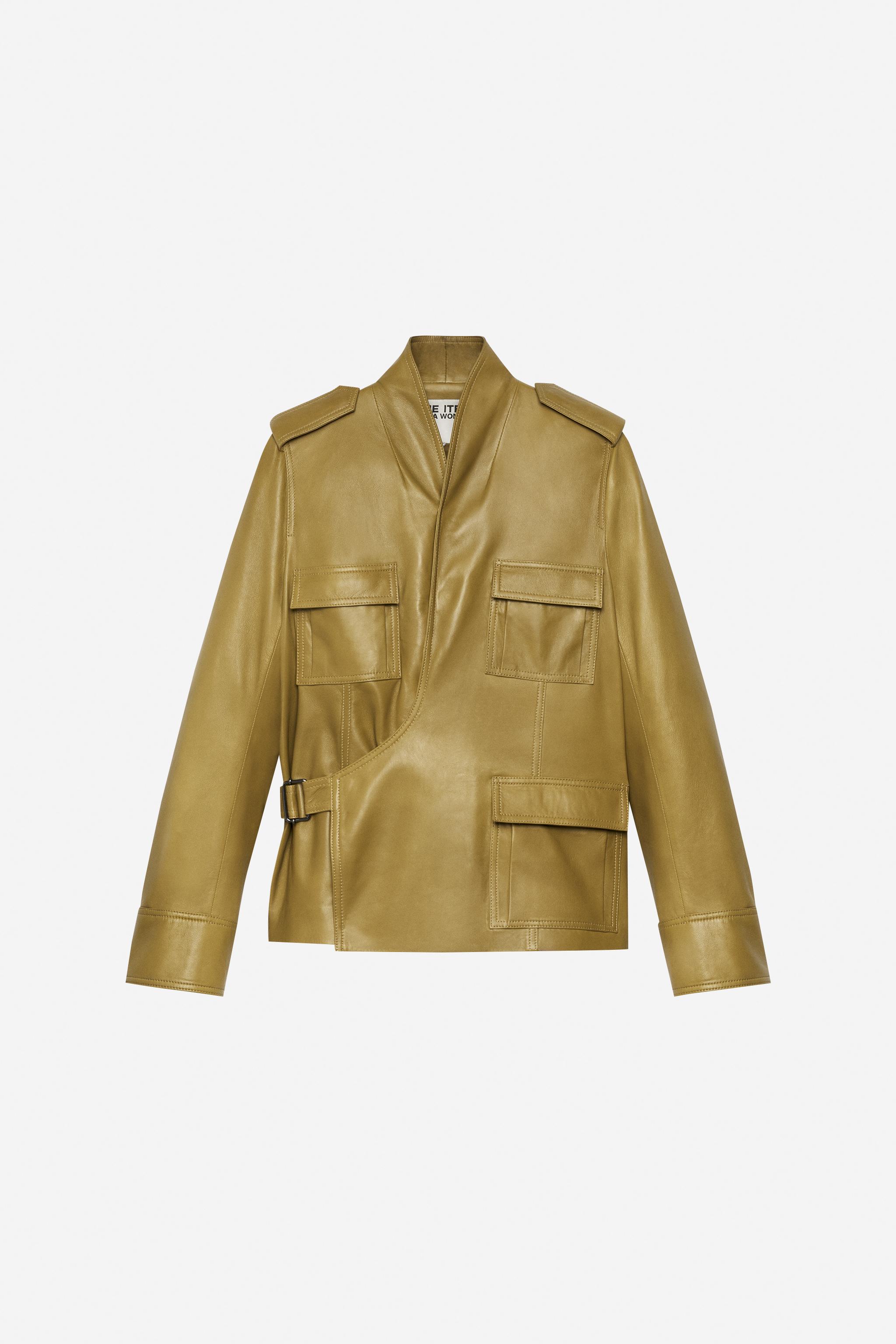 100% LEATHER JACKET - THE ITEM ZARA WOMAN - Olive green | ZARA